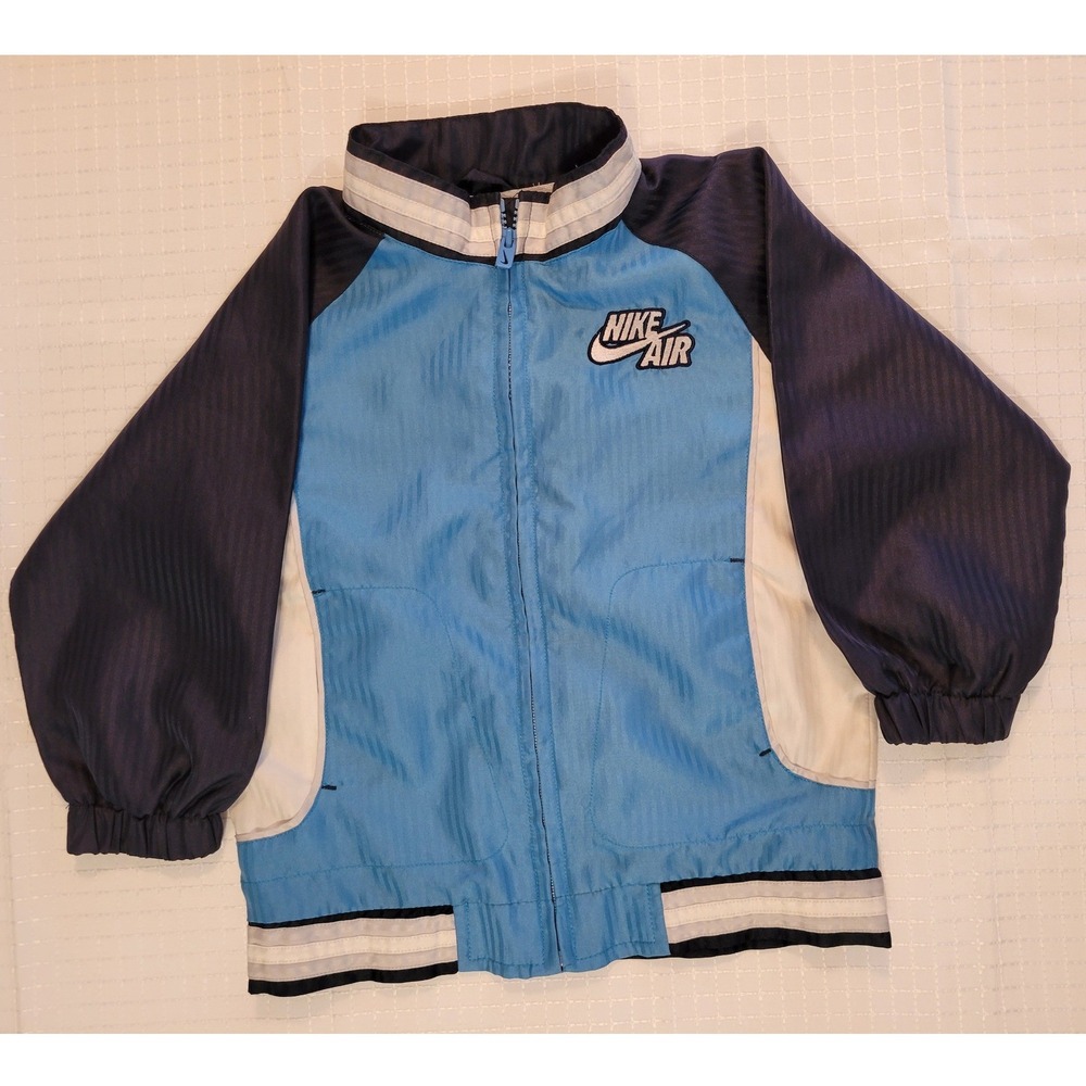 Nike Air Kids Windbreaker Jacket Blue Navy Colorblock Full Zip Mesh Lined Size 7
